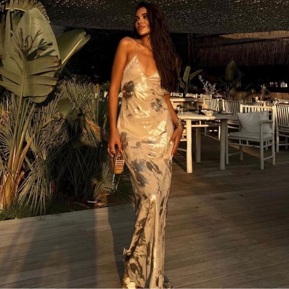 RARE METALLIC PRINT SLIP DRESS - Picture 10 of 17